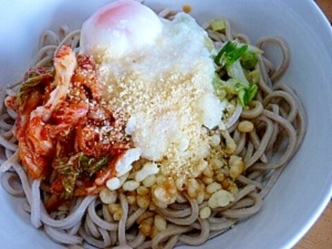 キムチぶっかけとろろ蕎麦＊＊